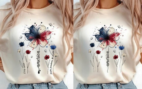 Download Boho Floral USA 250 T-shirt Design 2 PNG - Usa Collection