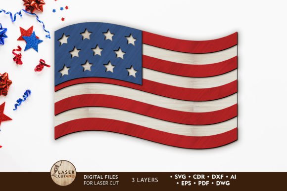 Download USA FLAG Decorative Laser Cut Template - Usa Collection