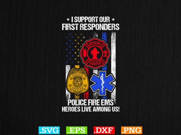 Download I Support First Responders Usa Flag Svg - Usa Collection