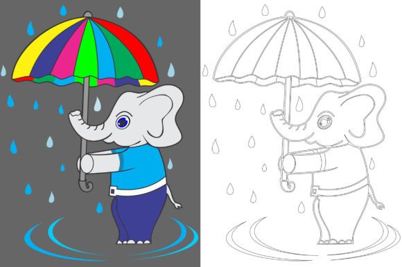Download Cute Baby Elephant Holding Umbrella - Premium Bundle